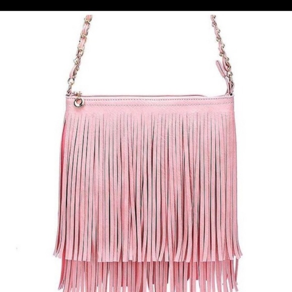 Handbags - Pink Tassell leather bobo crossbody